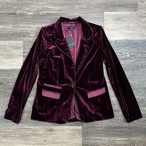 Fate by LFD Burgundy Deep Plum Velvet Blazer Jacket Plum Size Small